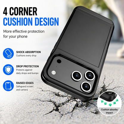 Card Holder Wallet Case Shockproof Hybrid Rugged Cover iPhone 17 / 17 Pro Max e