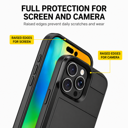 Card Holder Wallet Case Shockproof Hybrid Protective For iPhone 16 Pro Max Plus