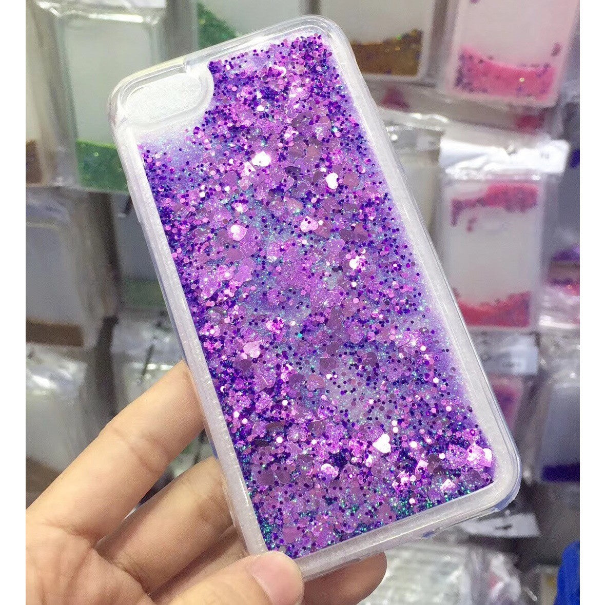 Case For iPhone 17 16 15 14 13 12 Pro Max X Bling Glitter Liquid Gel Phone Cover