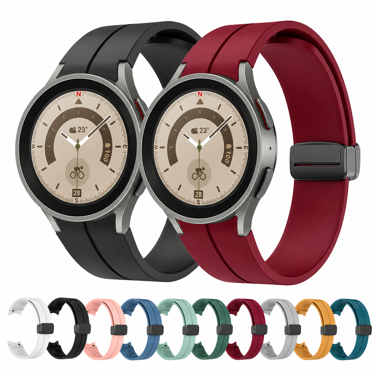 Magnetic Silicone Strap For Samsung Galaxy Watch 7 6 5 4 20mm Band 40/44mm Pro