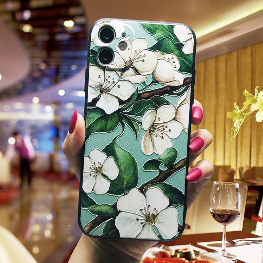 3D Soft Matte Flower Floral Tree Rubber Case Cover Huawei Honor 9 10 20 Lite/Pro