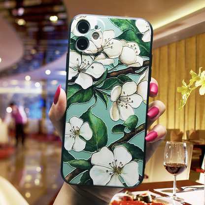 3D Soft Matte Flower Floral Tree Rubber Case Cover Huawei Honor 9 10 20 Lite/Pro