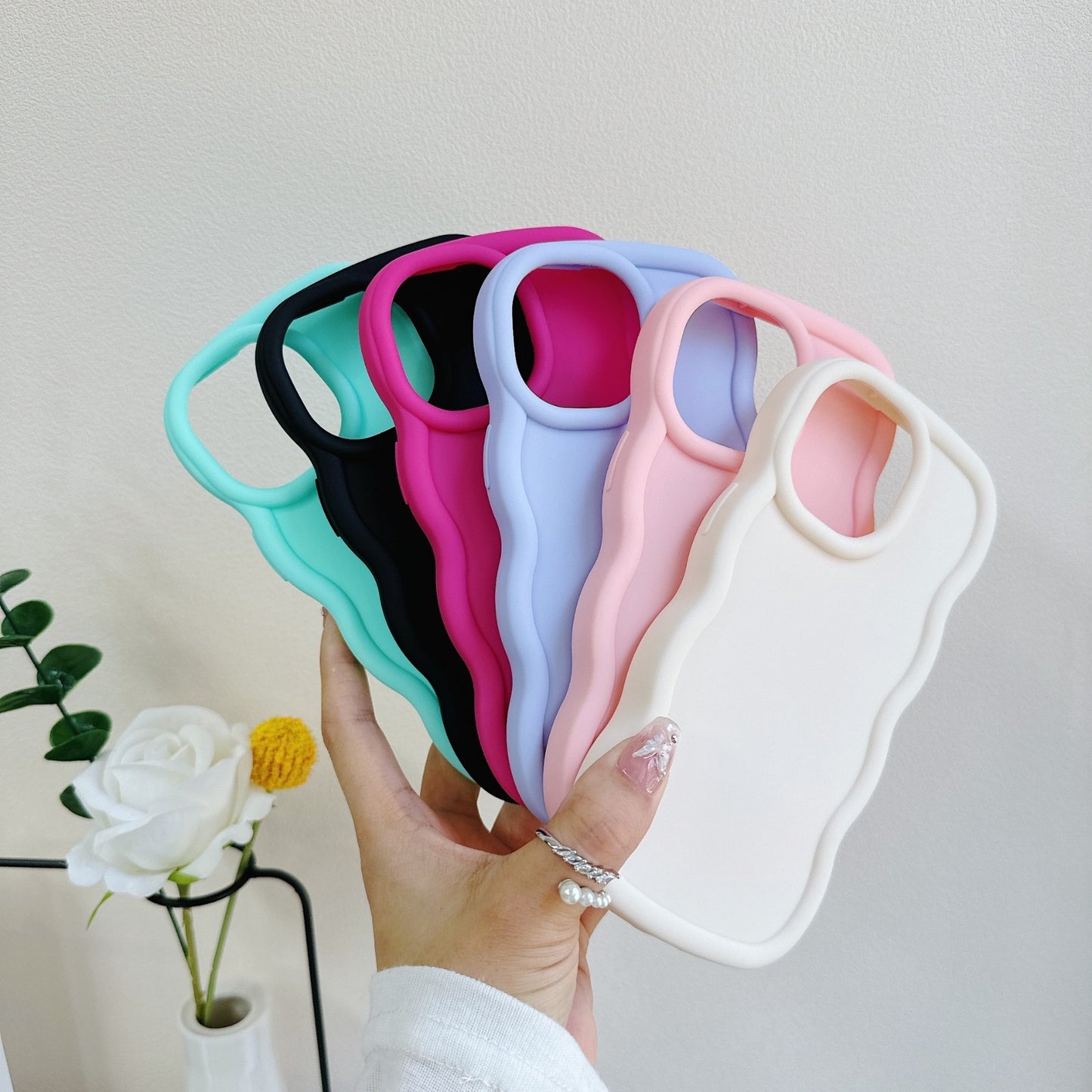 Wavy Candy Colour TPU Case For iPhone 17 16 15 14 13 Soft Shockproof Phone Cover