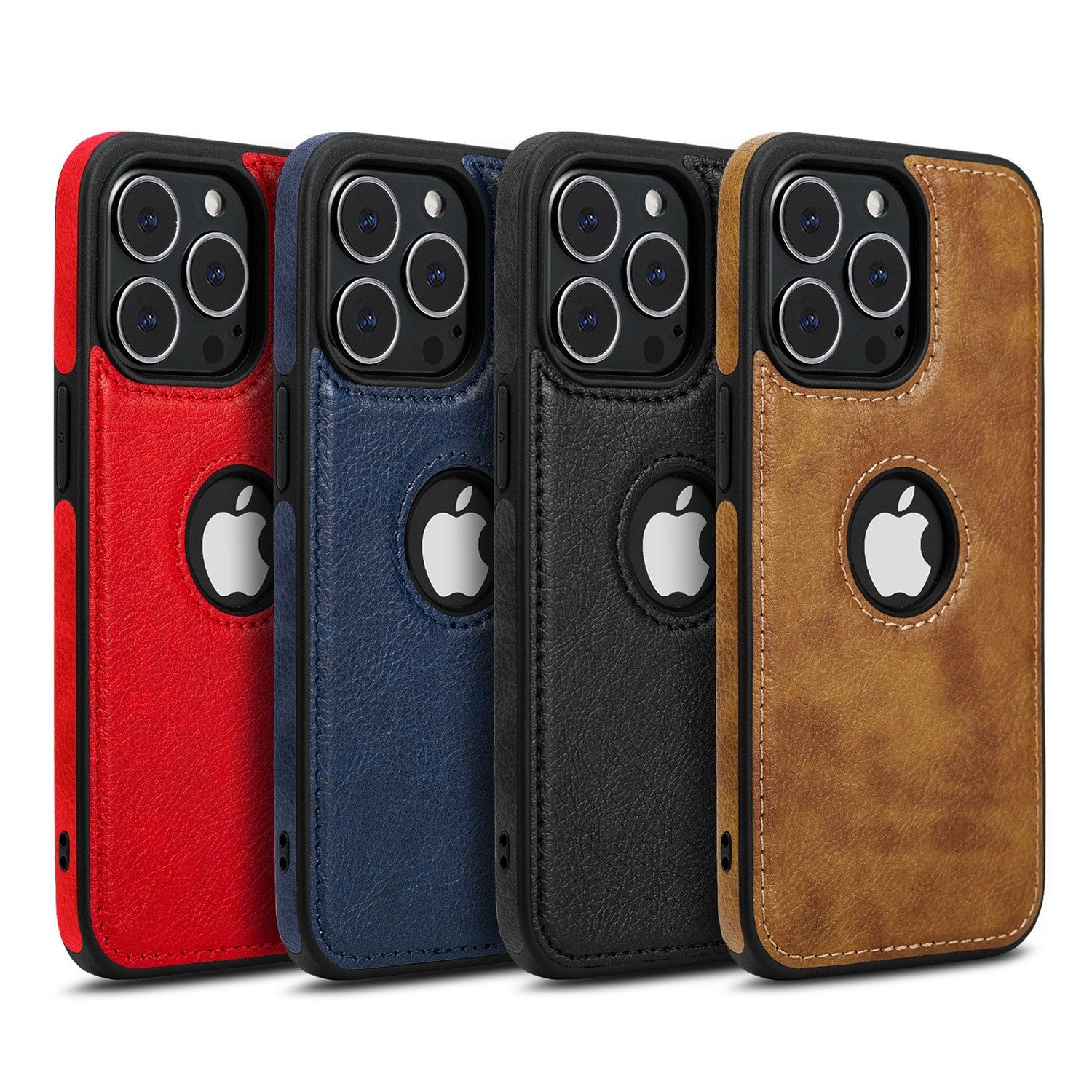 Luxury Leather Case For iPhone 15 Pro Max Plus Shockproof Slim Logo Back Cover