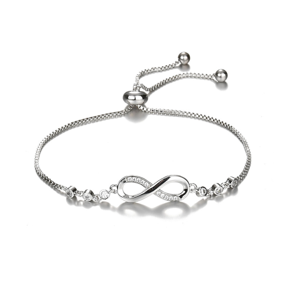 Adjustable Silver Infinity Friendship Bridesmaid Bracelet Cubic Zircon Crystal