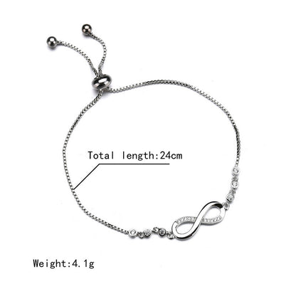Adjustable Silver Infinity Friendship Bridesmaid Bracelet Cubic Zircon Crystal