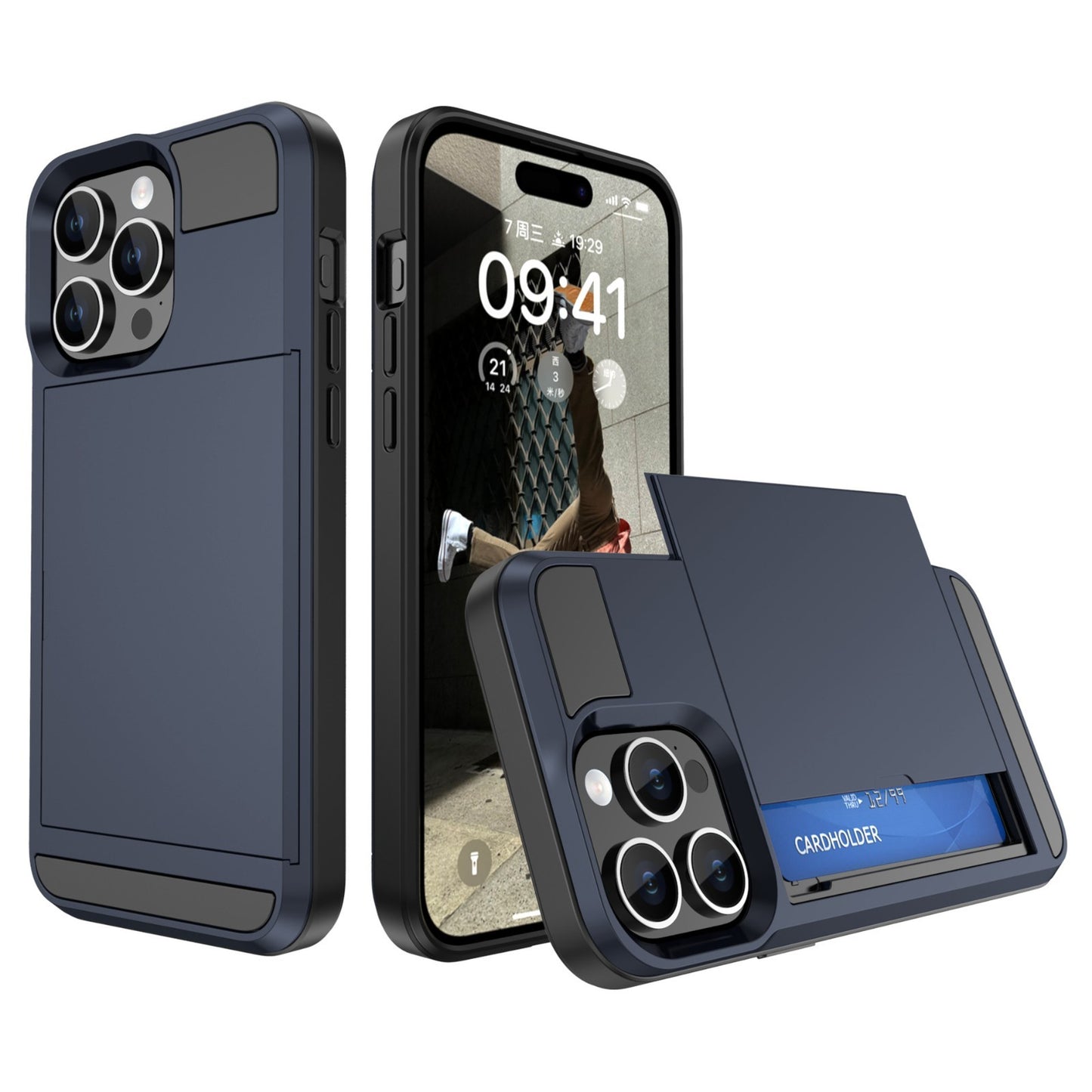 Card Holder Wallet Case Shockproof Hybrid Protective For iPhone 15 Pro Max Plus