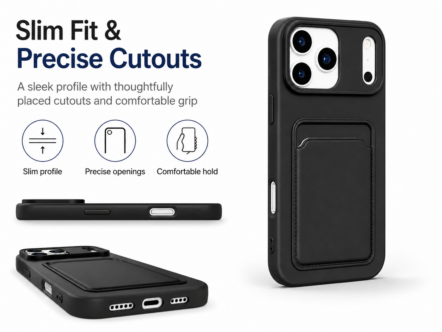 Case For iPhone 15 15 Pro Max Plus Wallet Card Holder Shockproof Cover Silicone