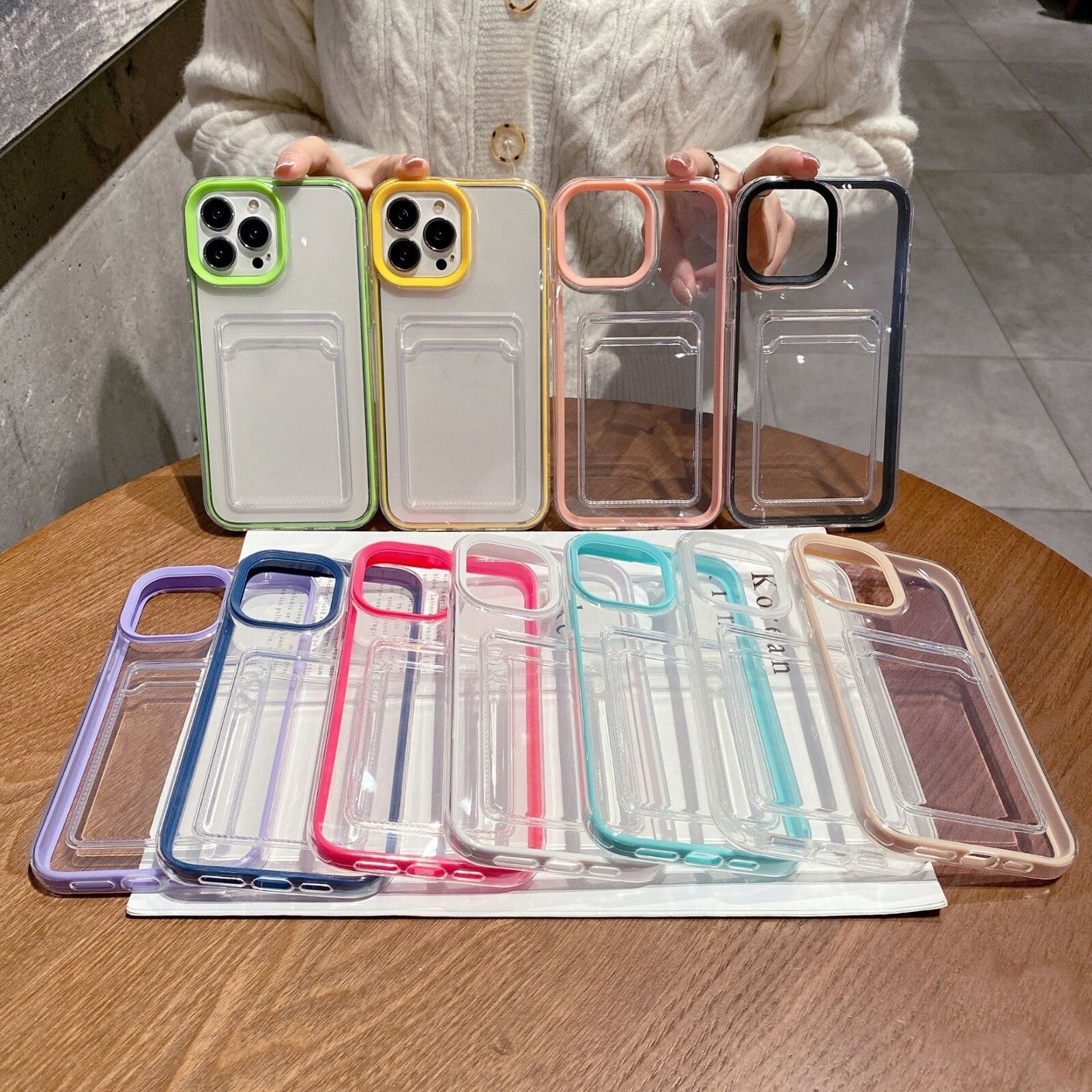Clear Card Holder Slot Phone Case Cover Apple iPhone 17 16 15 14 13 Pro Max Plus