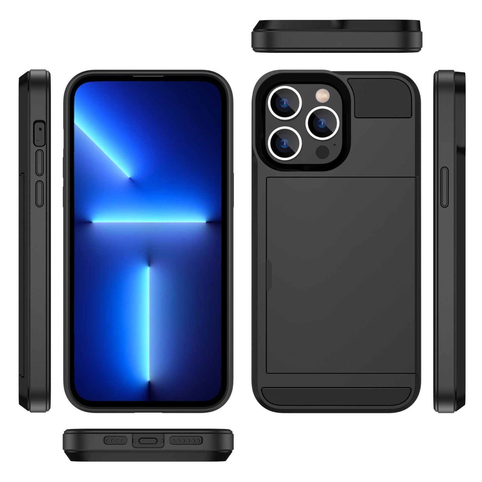 Card Holder Wallet Case Shockproof Hybrid Protective For iPhone 14 Pro Max Plus