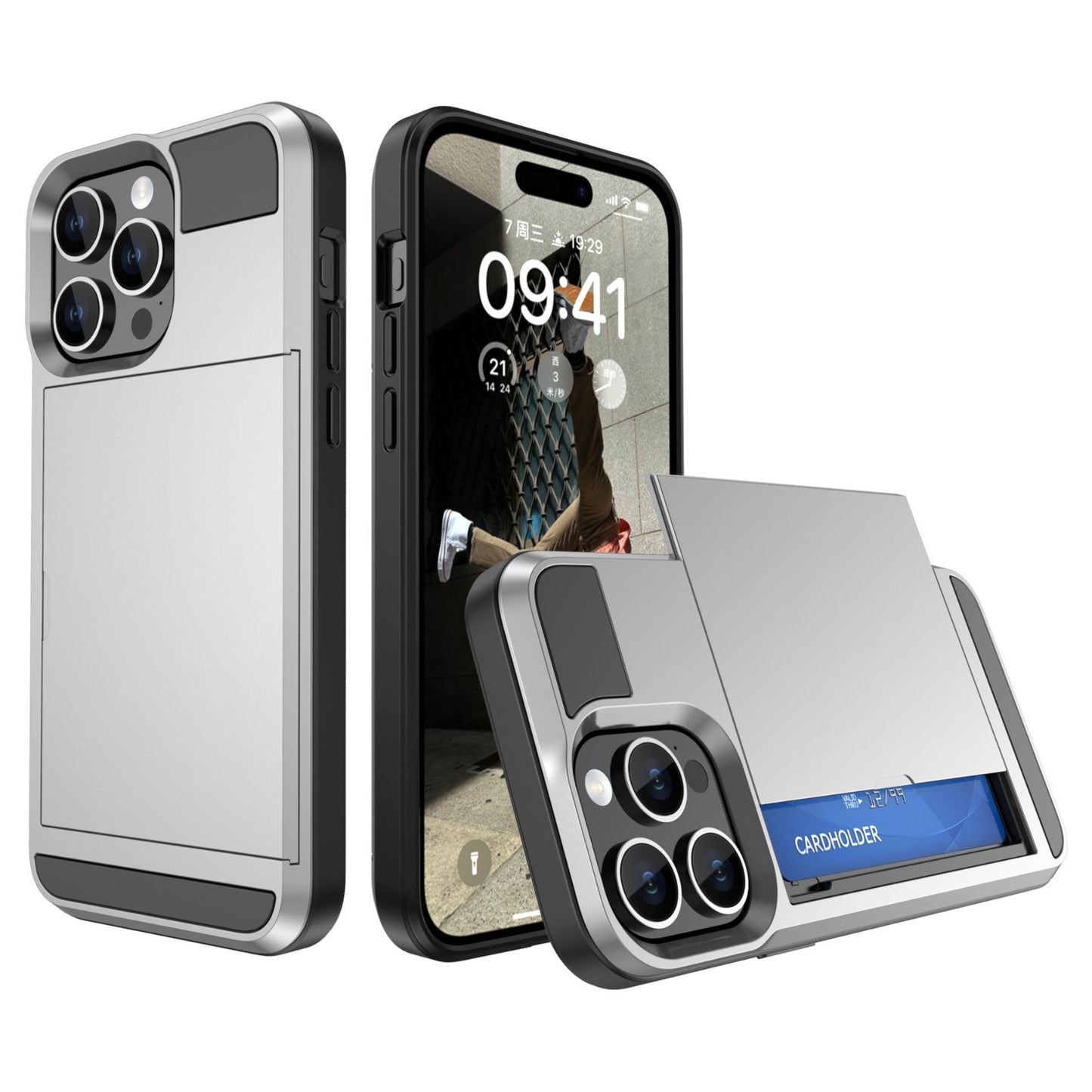 Card Holder Wallet Case Shockproof Hybrid Protective For iPhone 15 Pro Max Plus