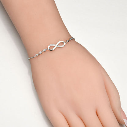 Adjustable Silver Infinity Friendship Bridesmaid Bracelet Cubic Zircon Crystal