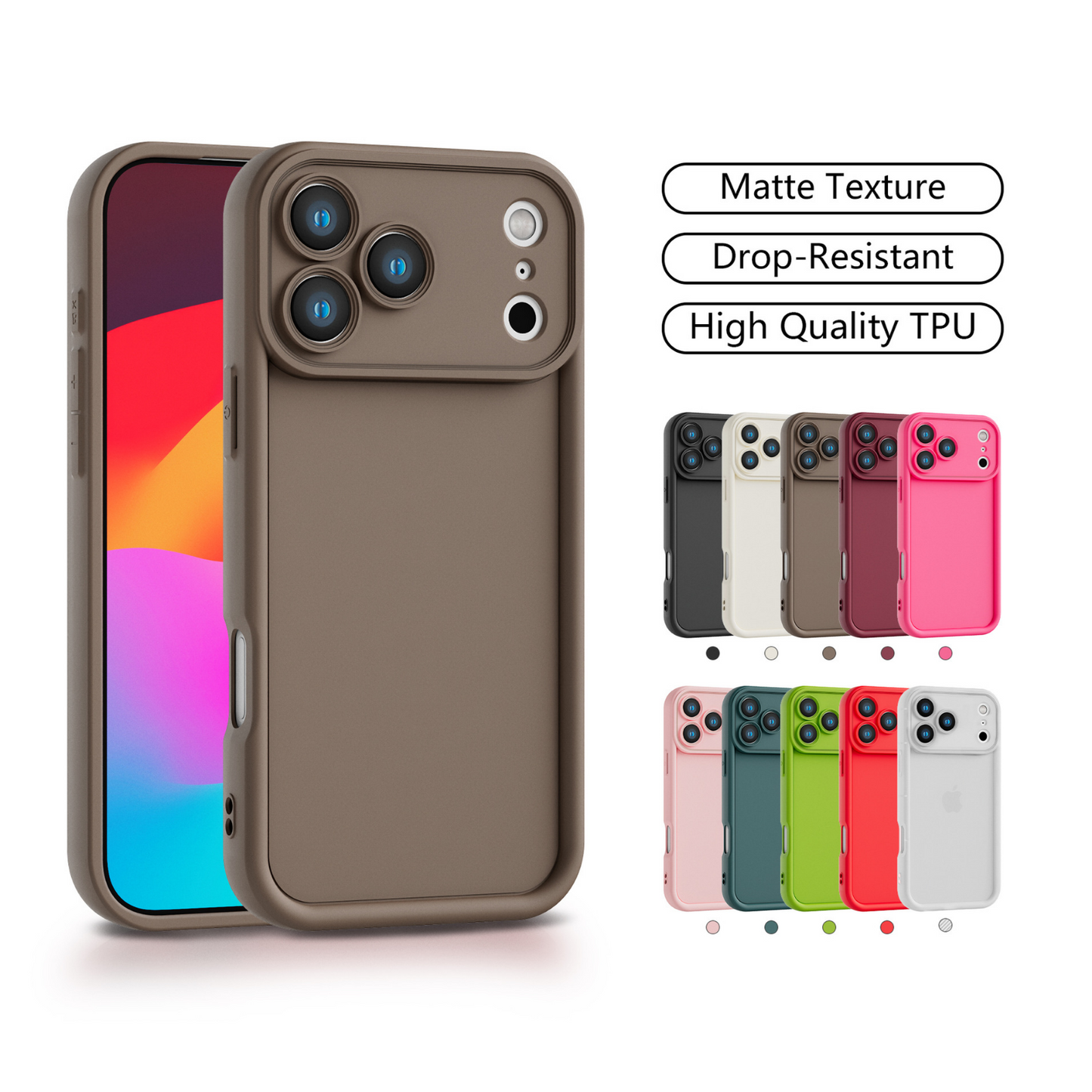 Soft TPU Case For iPhone 17 16 15 Shockproof Plain Colour Silicone Phone Cover