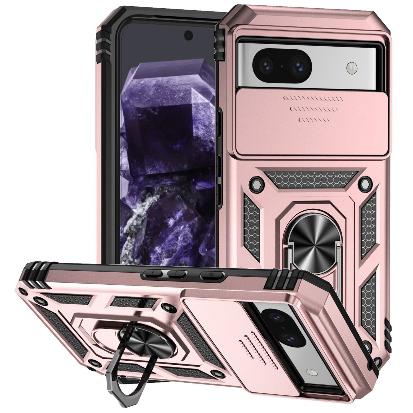 For Google Pixel 8a / 8 / 8 Pro Case Shockproof Rugged Cover Ring Holder Camera