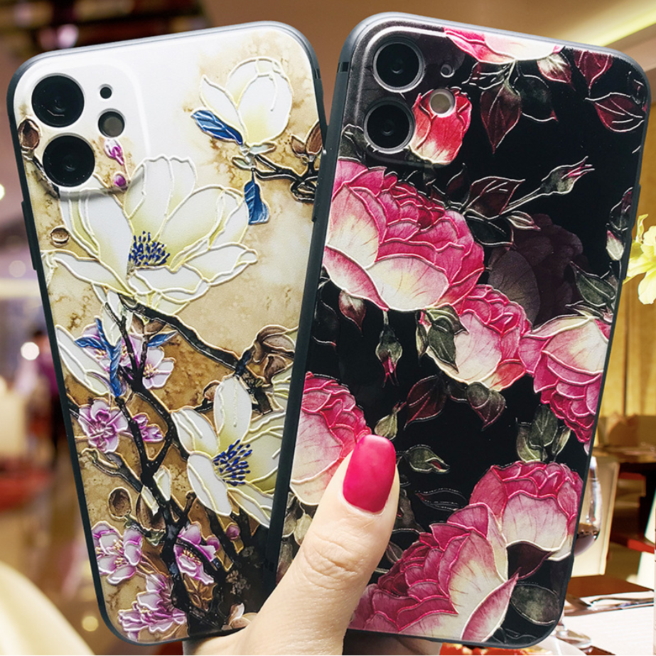3D Soft Flower Floral Tree Rubber Case Cover Apple iPhone 13 12 11 Pro Max XR X