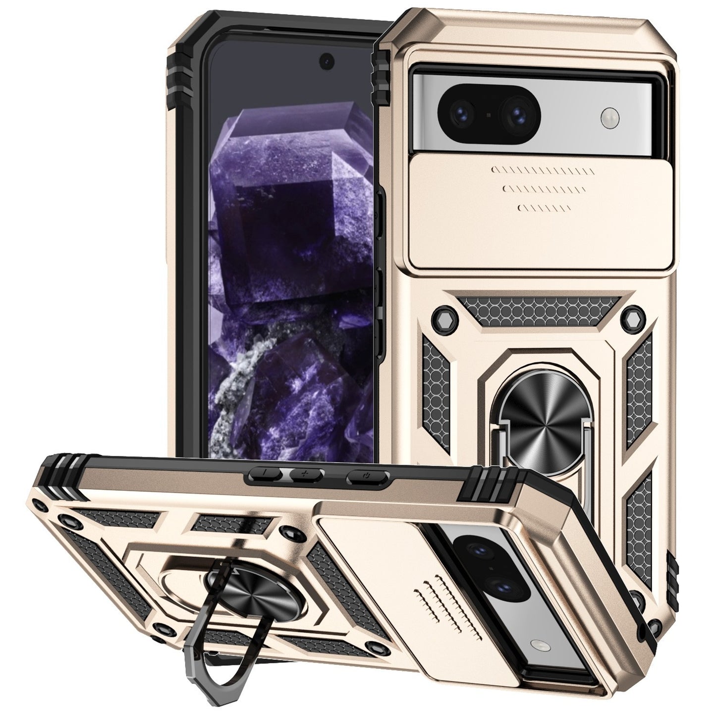For Google Pixel 8a / 8 / 8 Pro Case Shockproof Rugged Cover Ring Holder Camera