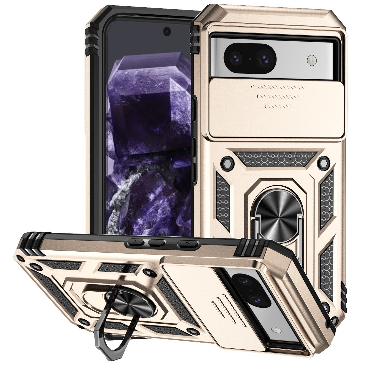 For Google Pixel 8a / 8 / 8 Pro Case Shockproof Rugged Cover Ring Holder Camera