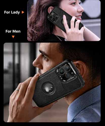 Luxury Leather Case For iPhone 16 Pro Max Plus 16e PU Shockproof Slim Logo Cover