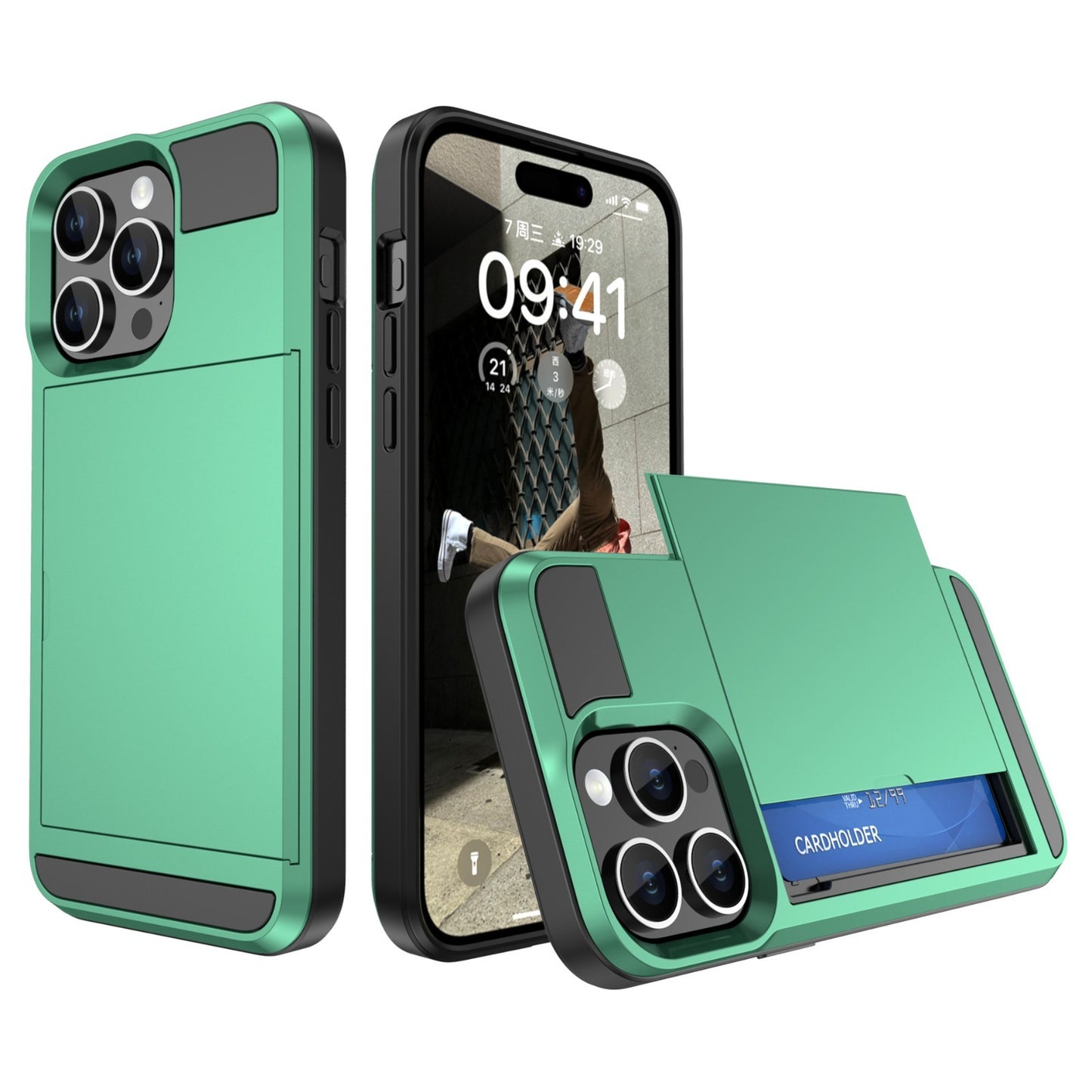 Card Holder Wallet Case Shockproof Hybrid Protective For iPhone 15 Pro Max Plus
