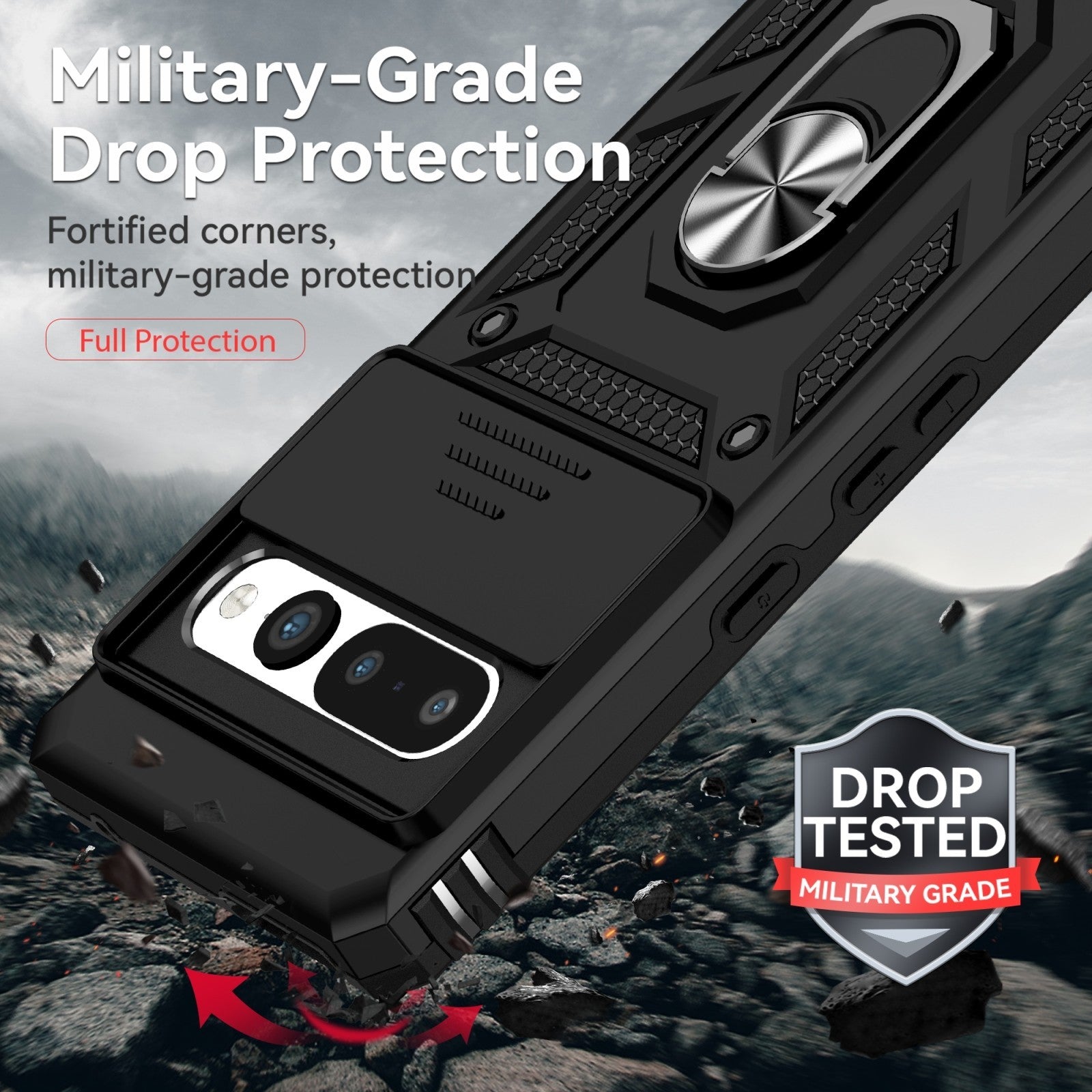 For Google Pixel 7a / 7 / 7 Pro Case Shockproof Rugged Cover Ring Holder Camera