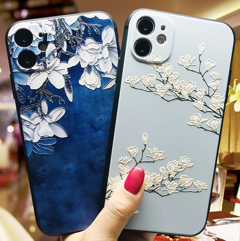 3D Soft Flower Floral Tree Rubber Case Cover Apple iPhone 13 12 11 Pro Max XR X