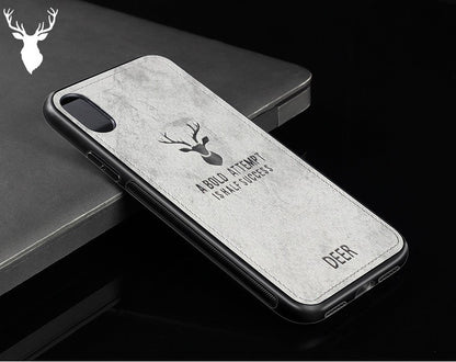 3D Deer Thin Slim Canvas Phone Case Cover For iPhone 15 14 13 12 11 Pro Max Plus