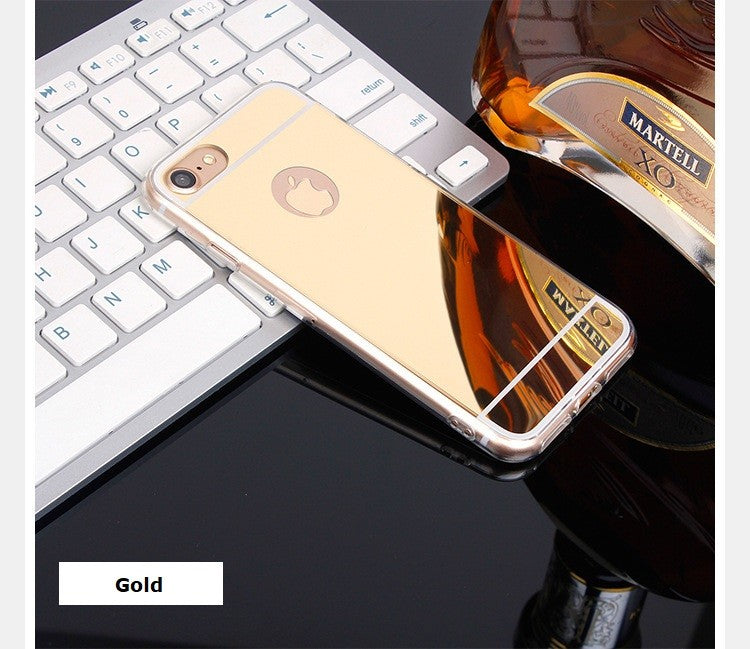 Gold Soft Thin Mirror TPU Phone case cover for Apple iPhone 5/6/6S/7/8/X/Plus