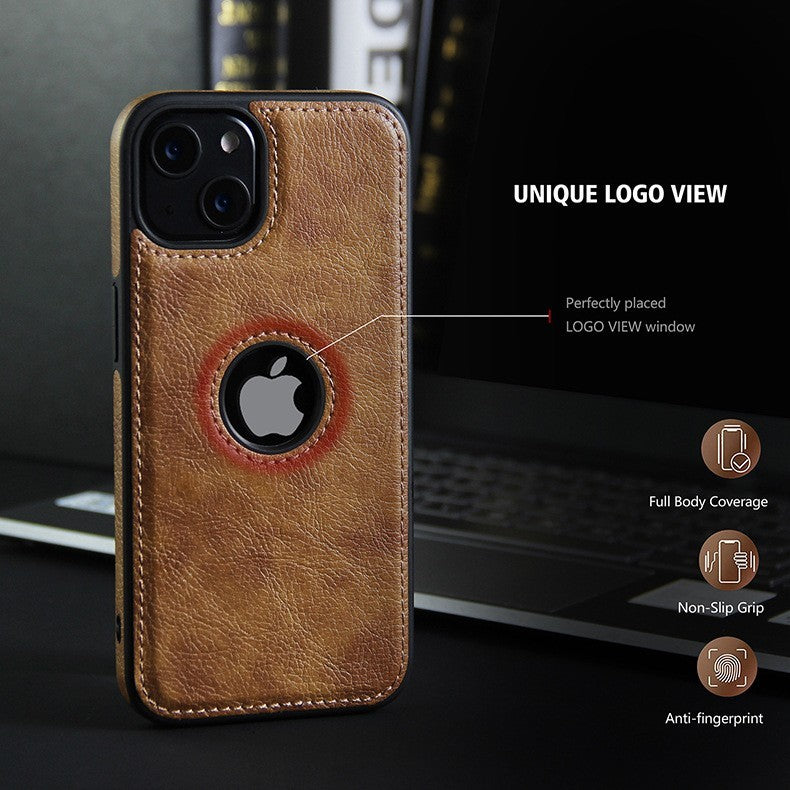 Luxury Leather Case For iPhone 15 Pro Max Plus Shockproof Slim Logo Back Cover