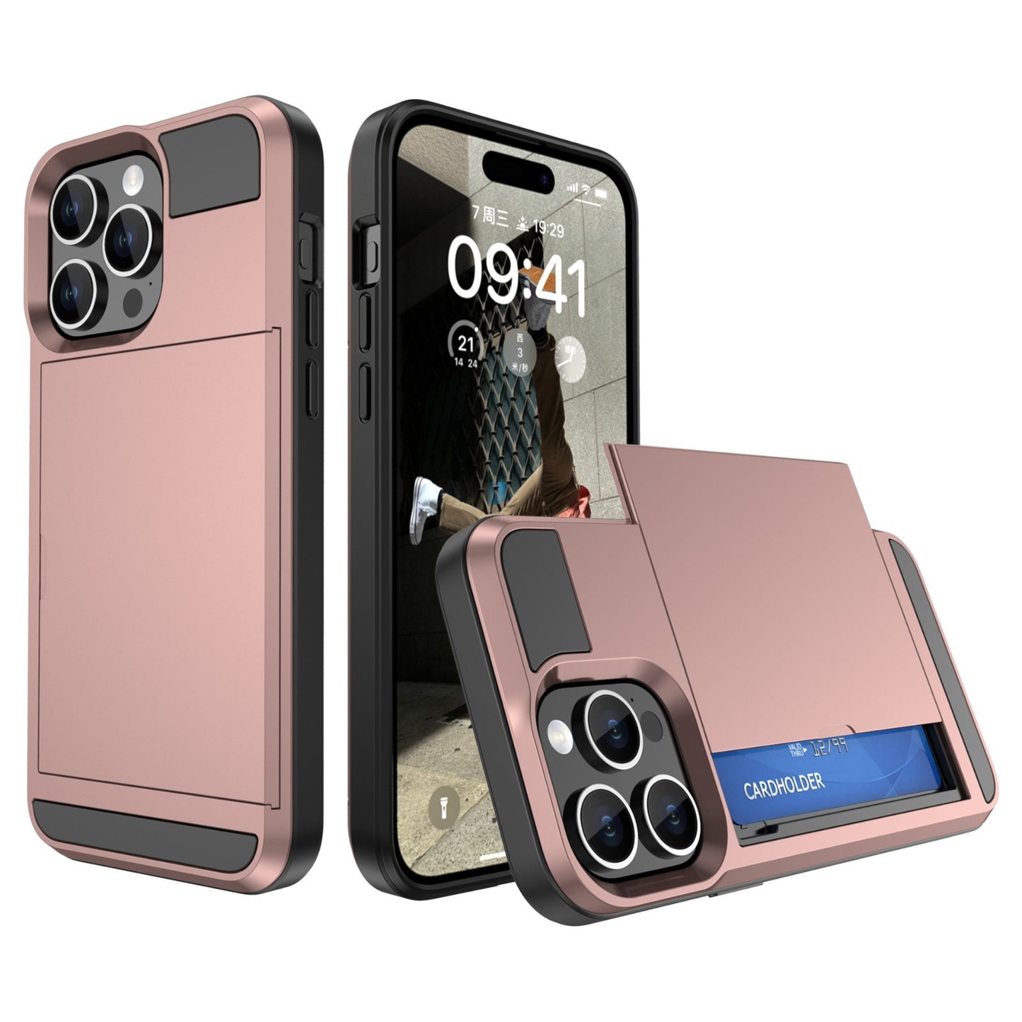 Card Holder Wallet Case Shockproof Hybrid Protective For iPhone 15 Pro Max Plus