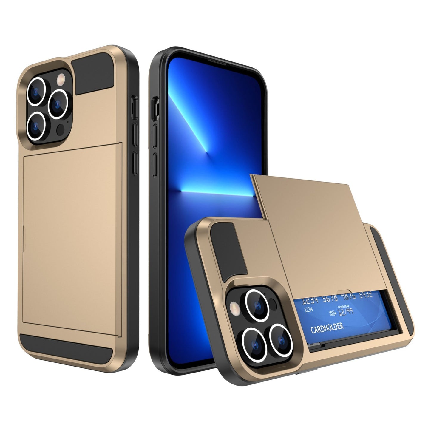 Card Holder Wallet Case Shockproof Hybrid Protective For iPhone 14 Pro Max Plus