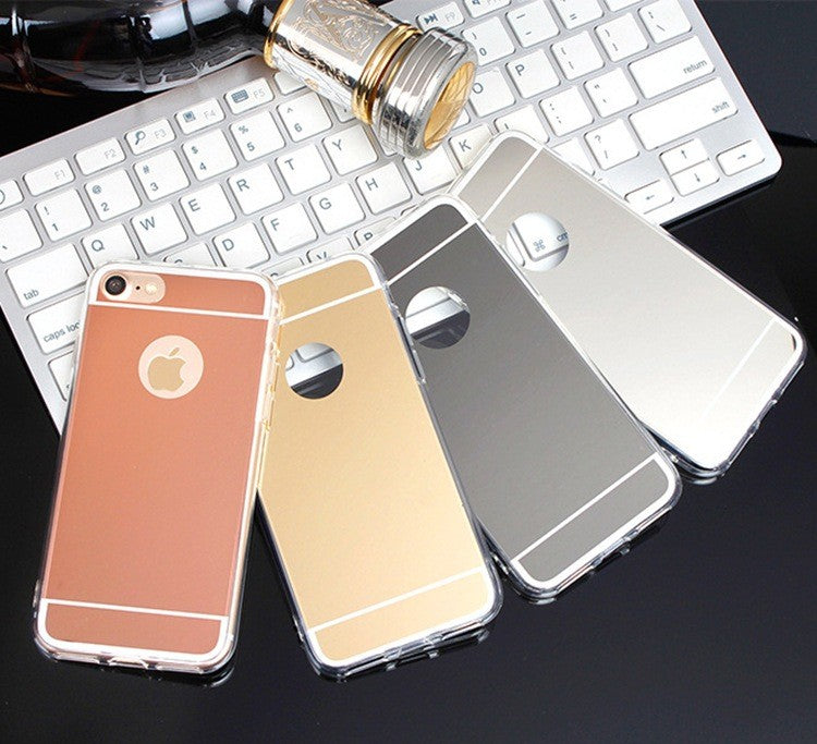 Gold Soft Thin Mirror TPU Phone case cover for Apple iPhone 5/6/6S/7/8/X/Plus