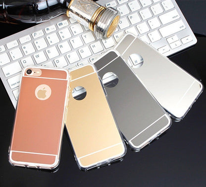 Gold Soft Thin Mirror TPU Phone case cover for Apple iPhone 5/6/6S/7/8/X/Plus