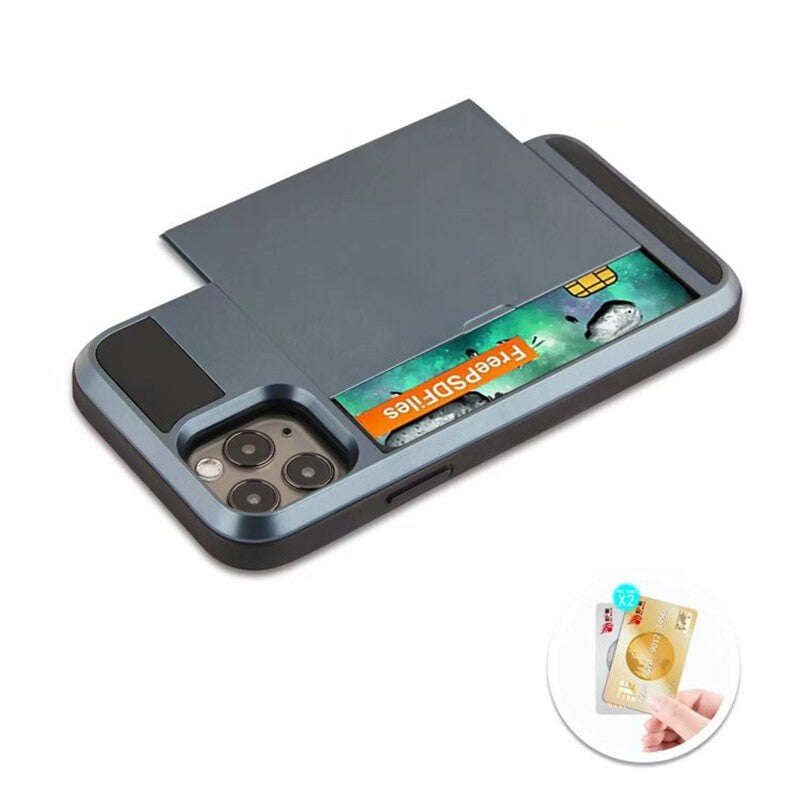 Hybrid Phone Case with Hidden Credit Card Holder For iPhone 12 / 12 Pro Max Mini