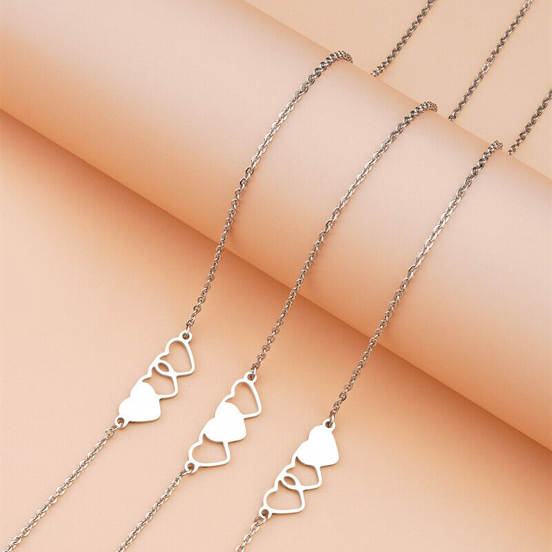 3 Stainless Steel Sister Best Friends Love Heart Necklace Card Message Friend UK