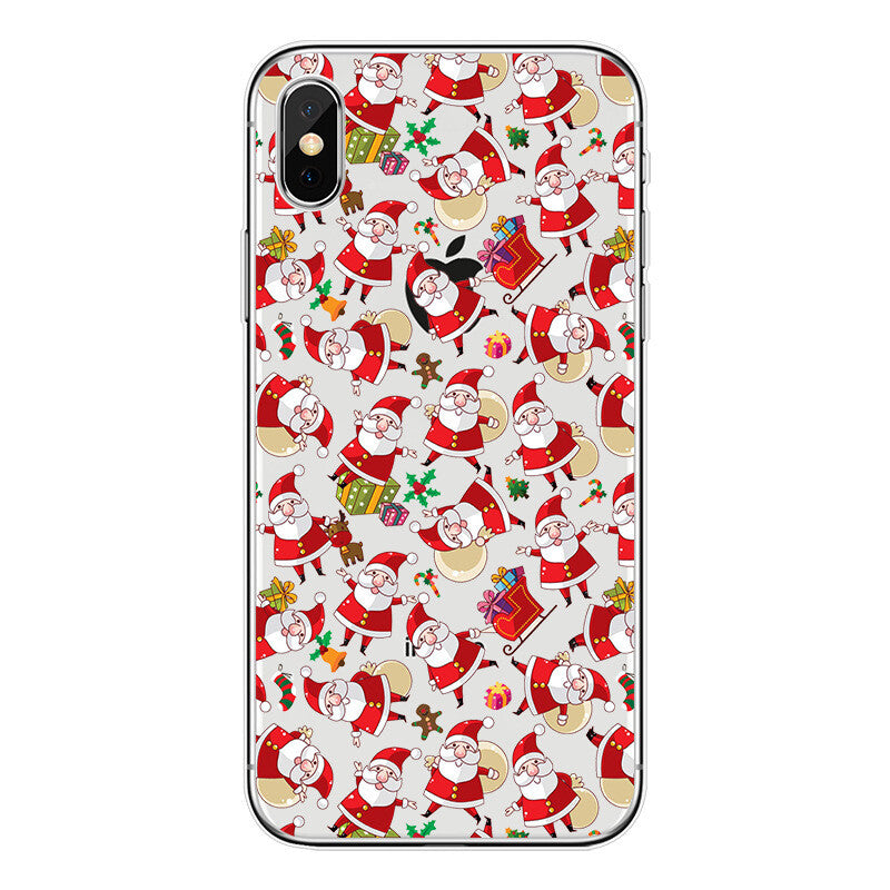 Clear Christmas Santa TPU Phone Case Cover Apple iPhone XS Max XR X Plus 11 8 7