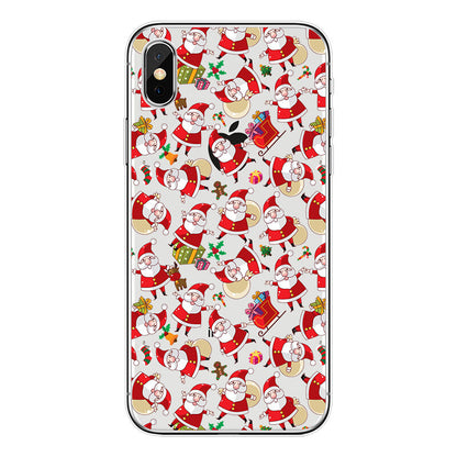 Clear Christmas Santa TPU Phone Case Cover Apple iPhone XS Max XR X Plus 11 8 7
