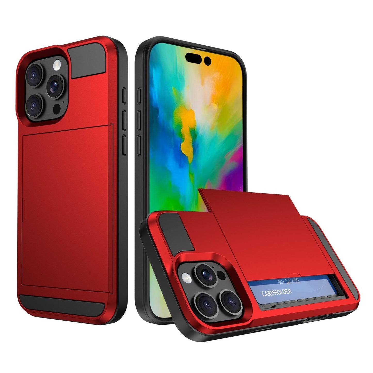 Card Holder Wallet Case Shockproof Hybrid Protective For iPhone 16 Pro Max Plus