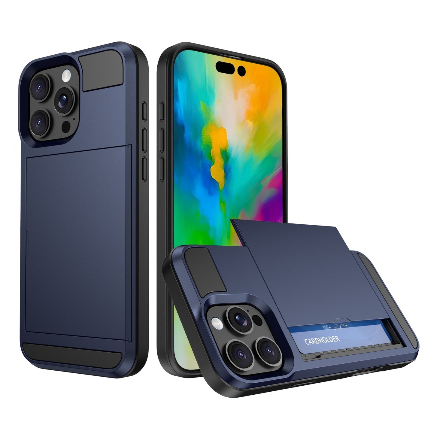 Card Holder Wallet Case Shockproof Hybrid Protective For iPhone 16 Pro Max Plus
