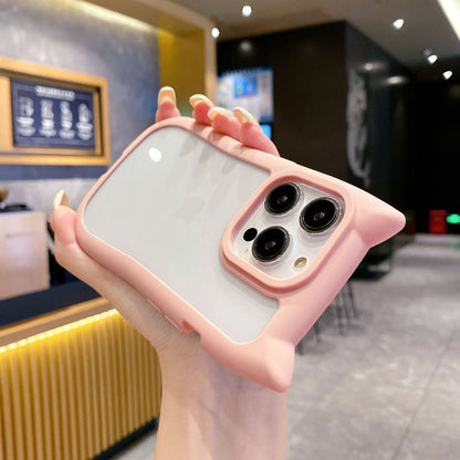 Cat Ears Clear TPU Silicone Phone Case Apple iPhone 16 15 14 13 12 Pro Max Plus
