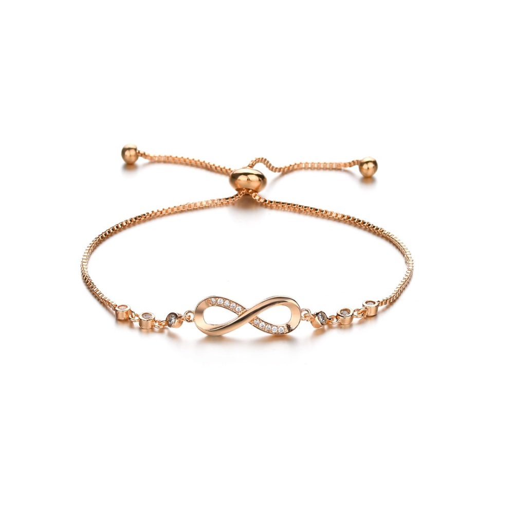 Adjustable Silver Infinity Friendship Bridesmaid Bracelet Cubic Zircon Crystal