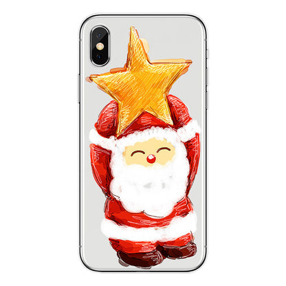 Clear Christmas Santa TPU Phone Case Cover Apple iPhone XS Max XR X Plus 11 8 7