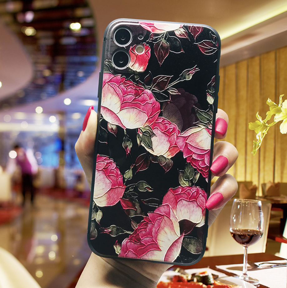 3D Soft Matte Flower Floral Tree Rubber Case Cover Huawei P40 P30 P20 Lite/Pro