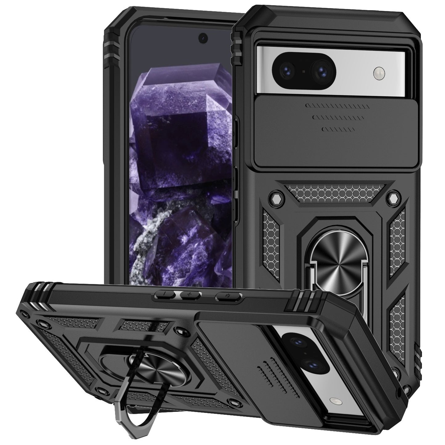 For Google Pixel 8a / 8 / 8 Pro Case Shockproof Rugged Cover Ring Holder Camera