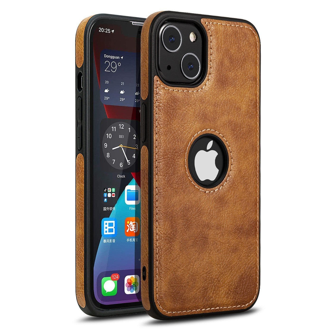 Luxury Leather Case For iPhone 15 Pro Max Plus Shockproof Slim Logo Back Cover