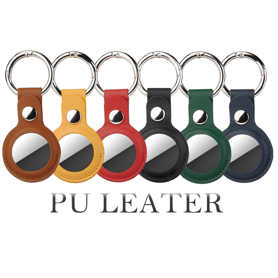 For Apple AirTag Leather Case Protective Cover Key Ring Tracker Keychain Air Tag