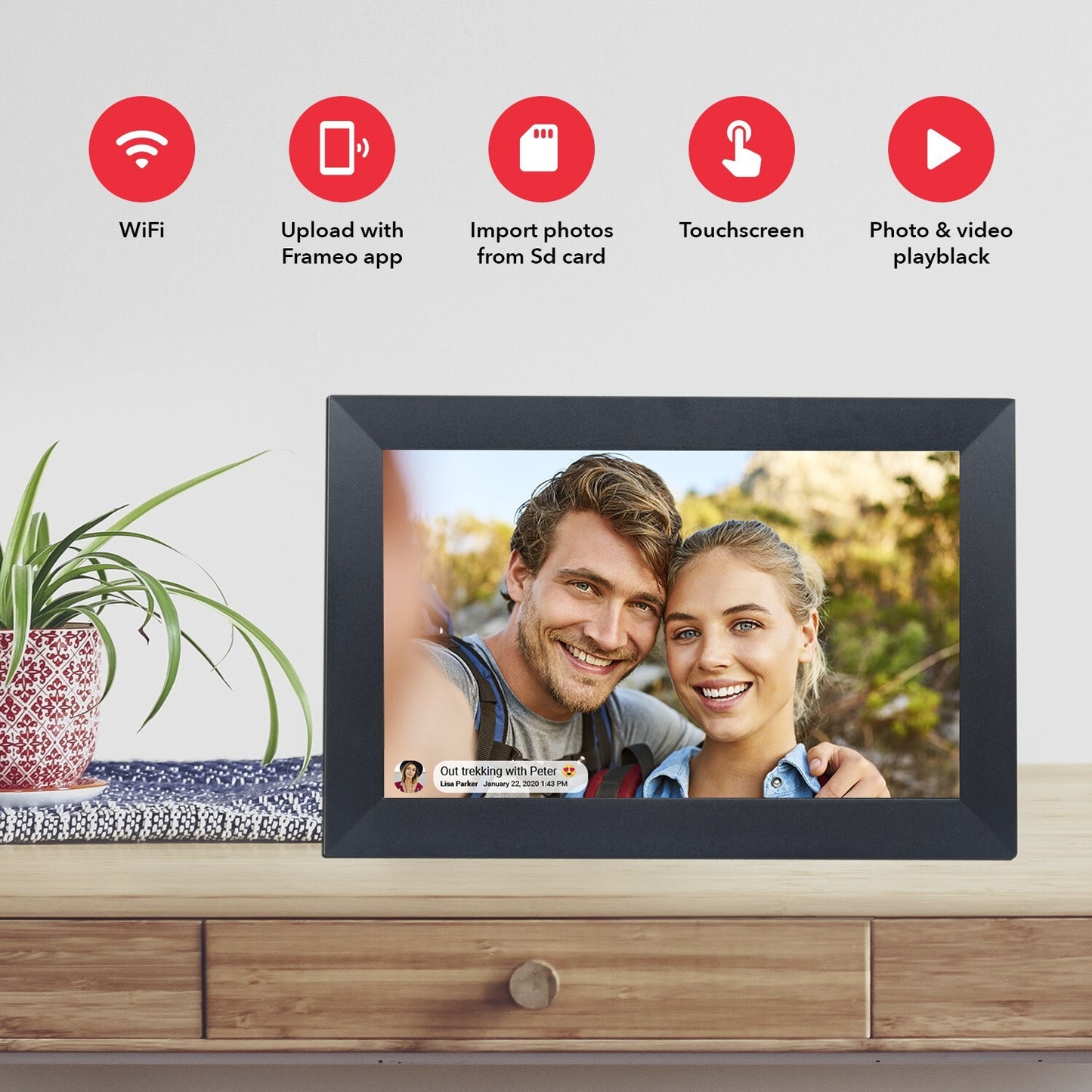 Digital Photo Frame 10.1 inch 1080P HD WiFi Touch Screen App 32GB Video Share