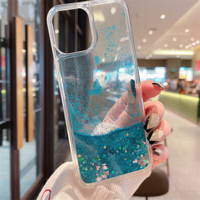 Case For iPhone 17 16 15 14 13 12 Pro Max X Bling Glitter Liquid Gel Phone Cover