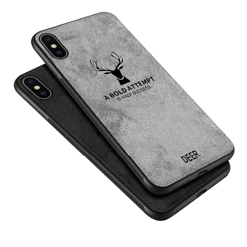 3D Deer Thin Slim Canvas Phone Case Cover For iPhone 15 14 13 12 11 Pro Max Plus