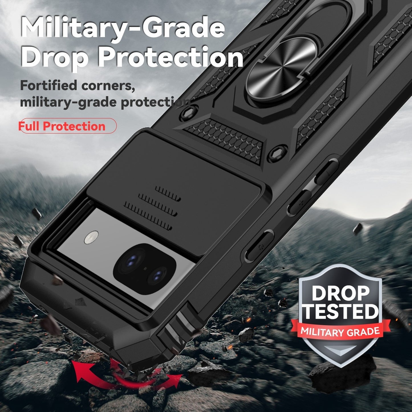 For Google Pixel 8a / 8 / 8 Pro Case Shockproof Rugged Cover Ring Holder Camera