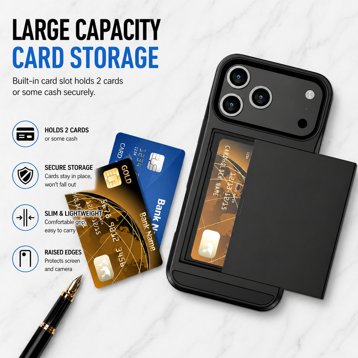 Card Holder Wallet Case Shockproof Hybrid Rugged Cover iPhone 17 / 17 Pro Max e